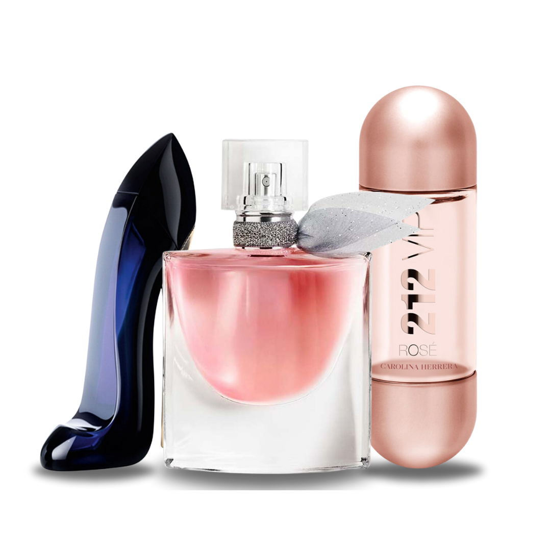 3 Parfum Combinatie - Good Girl van Carolina Herrera, La Vie Est Belle van Lancôme en 212 VIP Rosé van Carolina Herrera [100 ml elk]