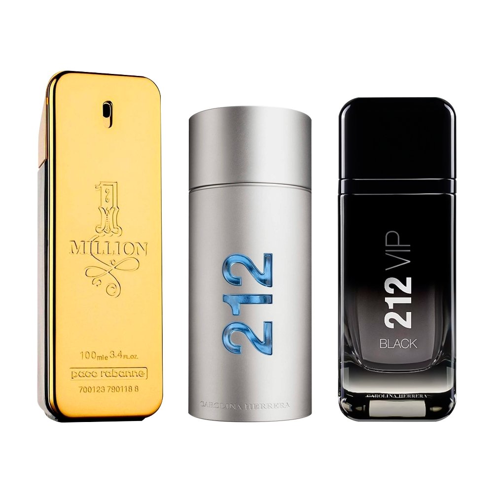 3 Parfum Combinatie - Herenparfums - 1 Million, 212 MEN en 212 Black [100 ml elk]